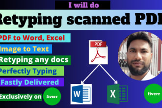 retype word, excel from scanned pdf