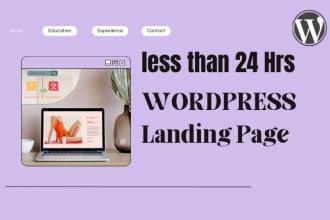 create wordpress landing page design or one page wordpress website