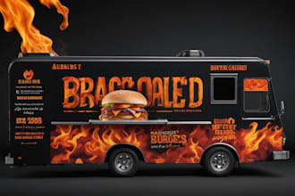 design stylish food truck wrap, food trailer wrap, or food van wrap design