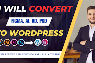 convert PSD xd ai figma to wordpress with elementor or divi