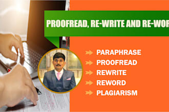 proofread, copyedit, reword, rewrite, paraphrase