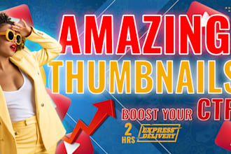 design professional amazing eye catching youtube thumbnail