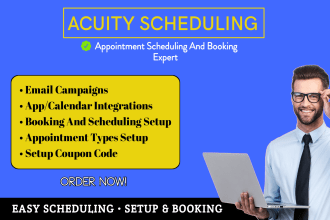 custom design, setup acuity scheduling site and online booking appointment