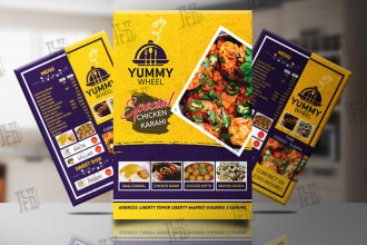 design unique restaurant flyer, menu card and food poster