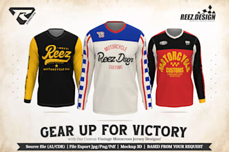 create a professional mx motocross jersey design with a vintage concept