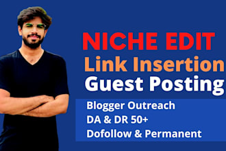 offer niche edits and link insertion with dofollow backlinks