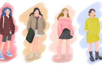 draw charming, adorable, and colourful korean illustrations