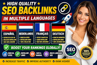 do seo backlinks in spanish, dutch, french, german