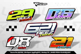 create a professional racing number, nascar, drag race mx and bmx number design