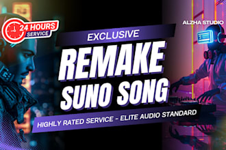 remake, recreate and edit your suno ai song into hq music