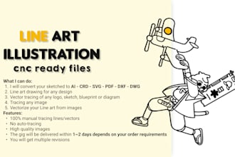 draw any image to detailed line art, vector, illustration