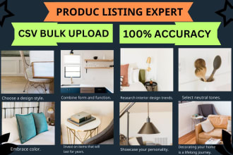 list and upload products on amazon, etsy, ebay, shopify and wayfair lister