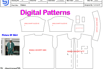 make digital clothing sewing pattern, grading for you