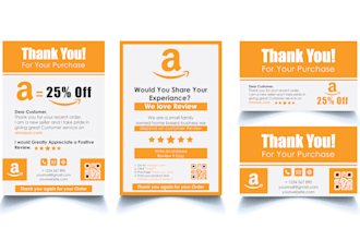 design amazon product insert, thank you card, packaging insert