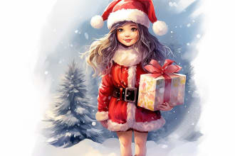 make christmas illustration or card for you