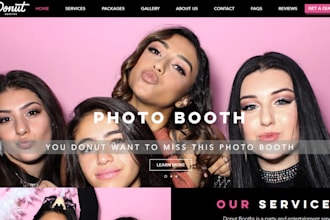 design party rental website, 360 photo booth website with booking features