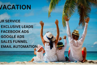generate vacation, travel leads, hotel booking, landing page via facebook ads