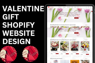 design a dynamic valentine shopify store flower store, valentine shopify website