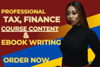 create tax course content, finance, business, course creation, ghost book writer