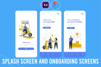 design splash screen and onboarding screens for mobile app, android and IOS