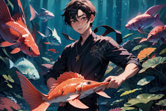 make artwork in realistic anime illustration style