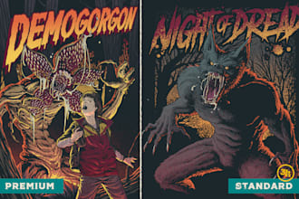 make illustration in horror comic style