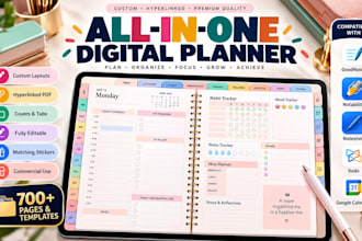 design etsy digital planner, etsy digital products, digital hyperlinked planner