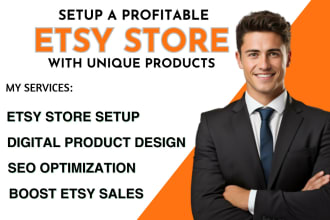 setup etsy shop with unique digital products, print on demand, digital planner