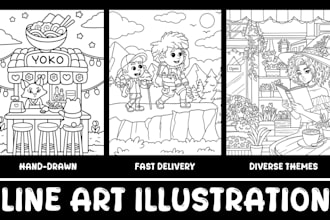 sketch and line art illustration for concept art, characters