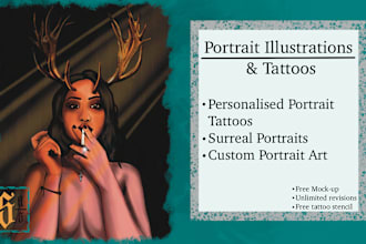 draw any portrait in digital for tattoos or illustrations