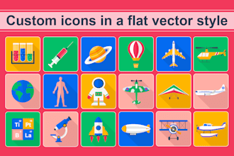 create flat vector full color icons pack set