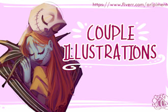 draw ship couple illustrations, fanarts, ocs, fursonas