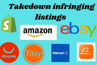 send dmca takedown notice  shopify, amazon,  etsy, ebay, walmart,