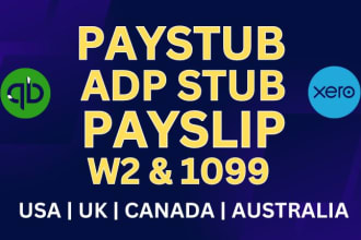 do bookkeeping and create adp paystub, check stub and pay slip