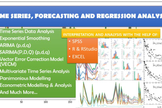 time series, forecasting, regression analysis using spss, rstudio, python, excel