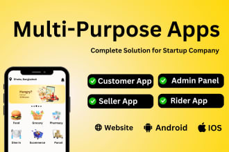 multivendor food, grocery, ecommerce, parcel, pharmacy flutter apps and websites