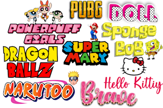 custom make logo your name or text in cartoon style