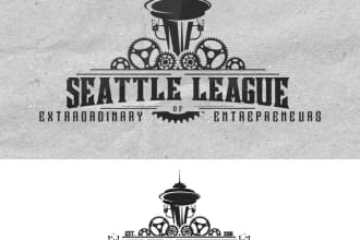 design barber shop, retro vintage hand drawn steampunk business logo