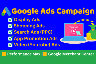 do google display ads youtube ads and shopping ads campaign