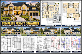 create 2d floor plans, architectural, structural and mep permit drawings