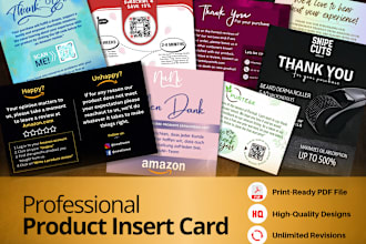 design amazon product insert card, thank you card, package insert