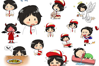 draw chibi character, sticker, and emojis