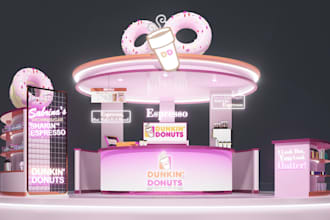 design 3d model of kiosk, retail display, exhibition stall, trade booth, standee