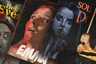draw a vintage style portrait like a movie poster painting