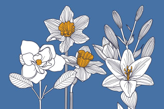 create amazing botanical vector line art illustration