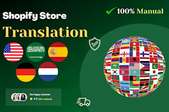 do arabic, dutch, english and german shopify store translation in 24 hours
