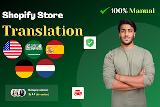 do arabic, dutch, english and german shopify store translation in 24 hours