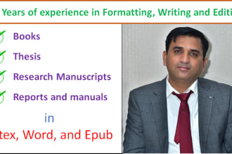 format, edit, and proofread books, thesis and articles in latex and world