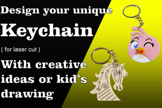 design your unique key chain with creative ideas,  kid drawing for laser cutting