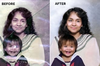 restore, colorize, fix and retouch your damaged photo